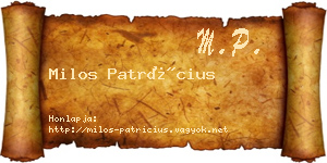 Milos Patrícius névjegykártya